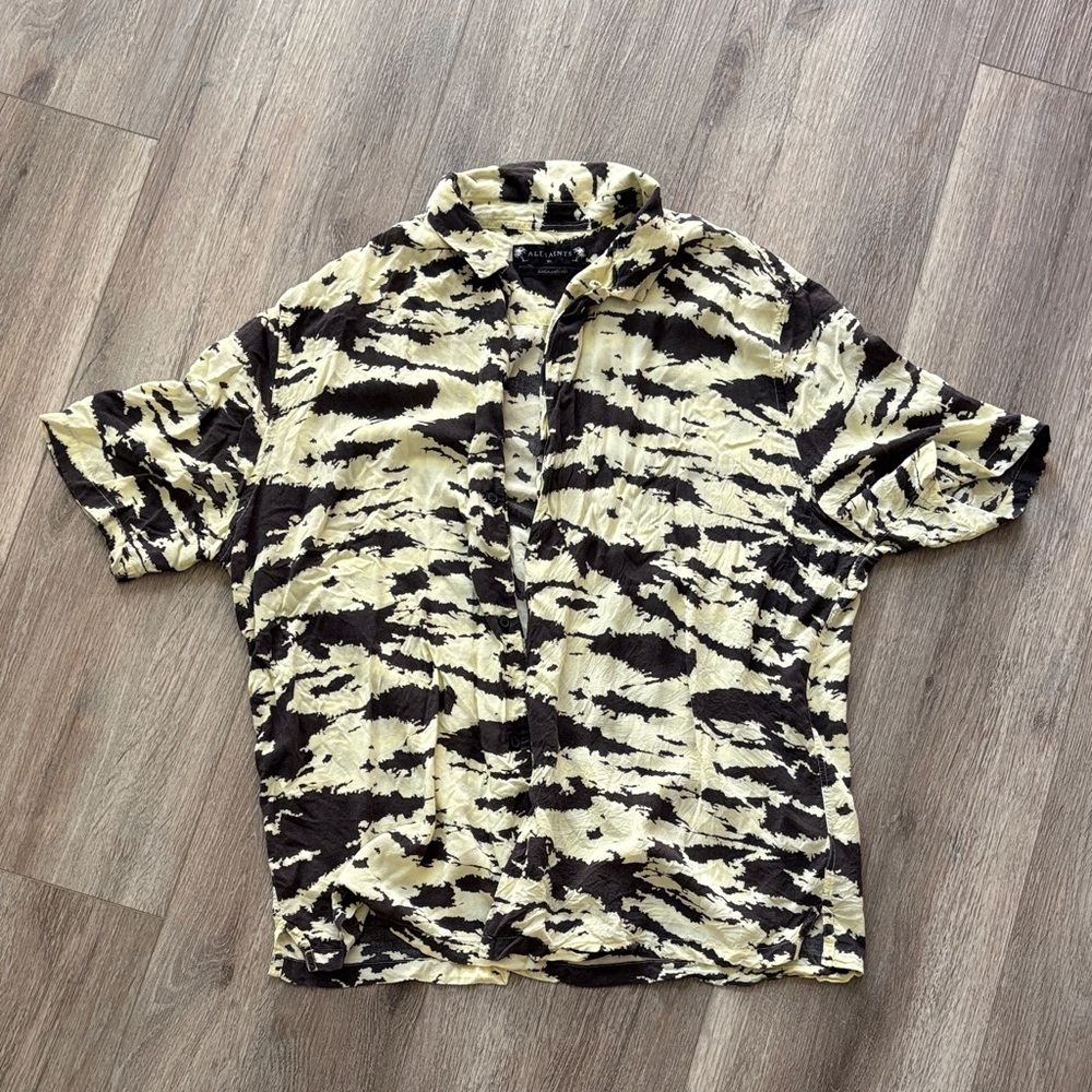 All Saints Black and Cream Casual Shirt
